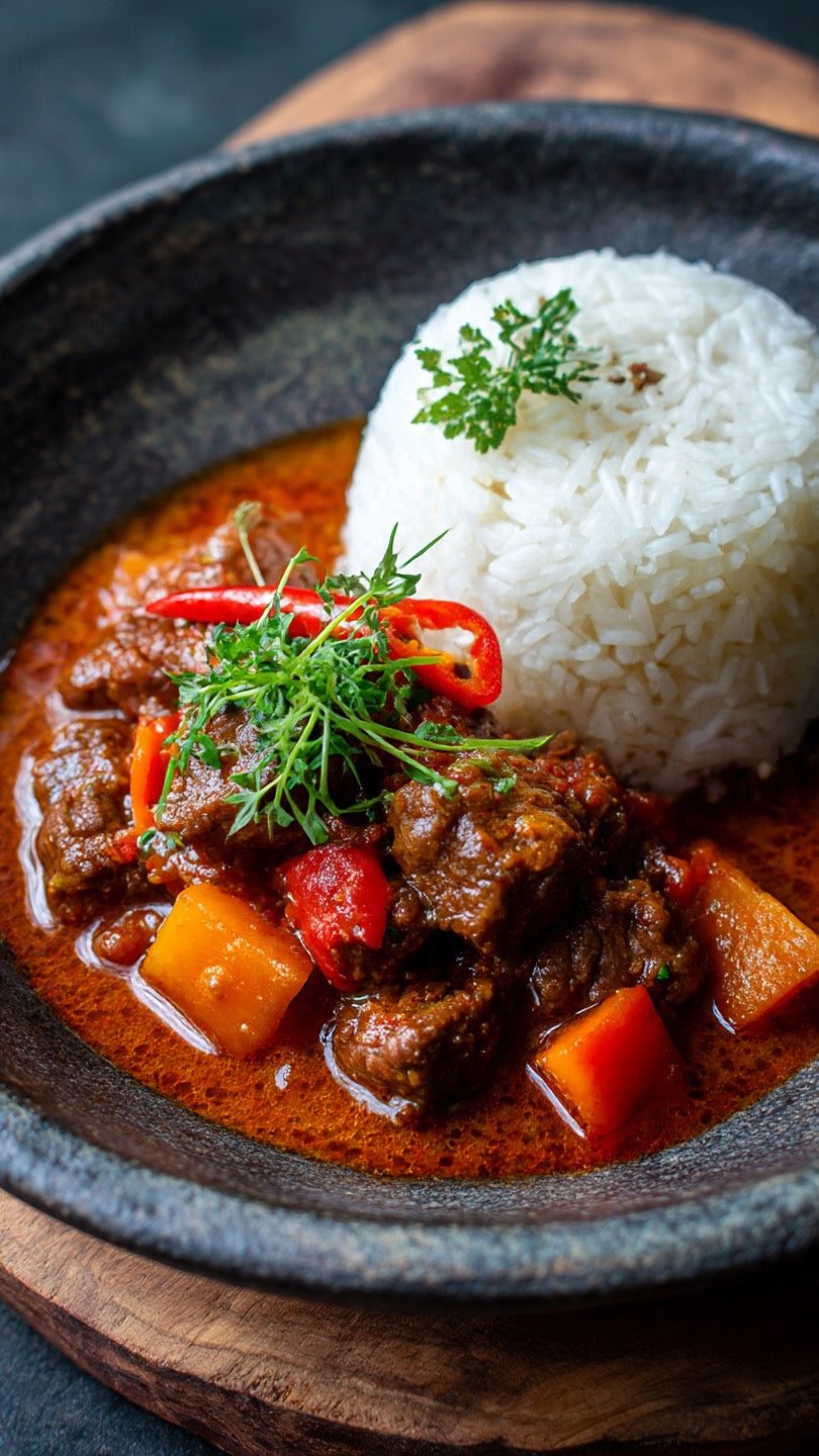 Beef Kaldereta with Rice